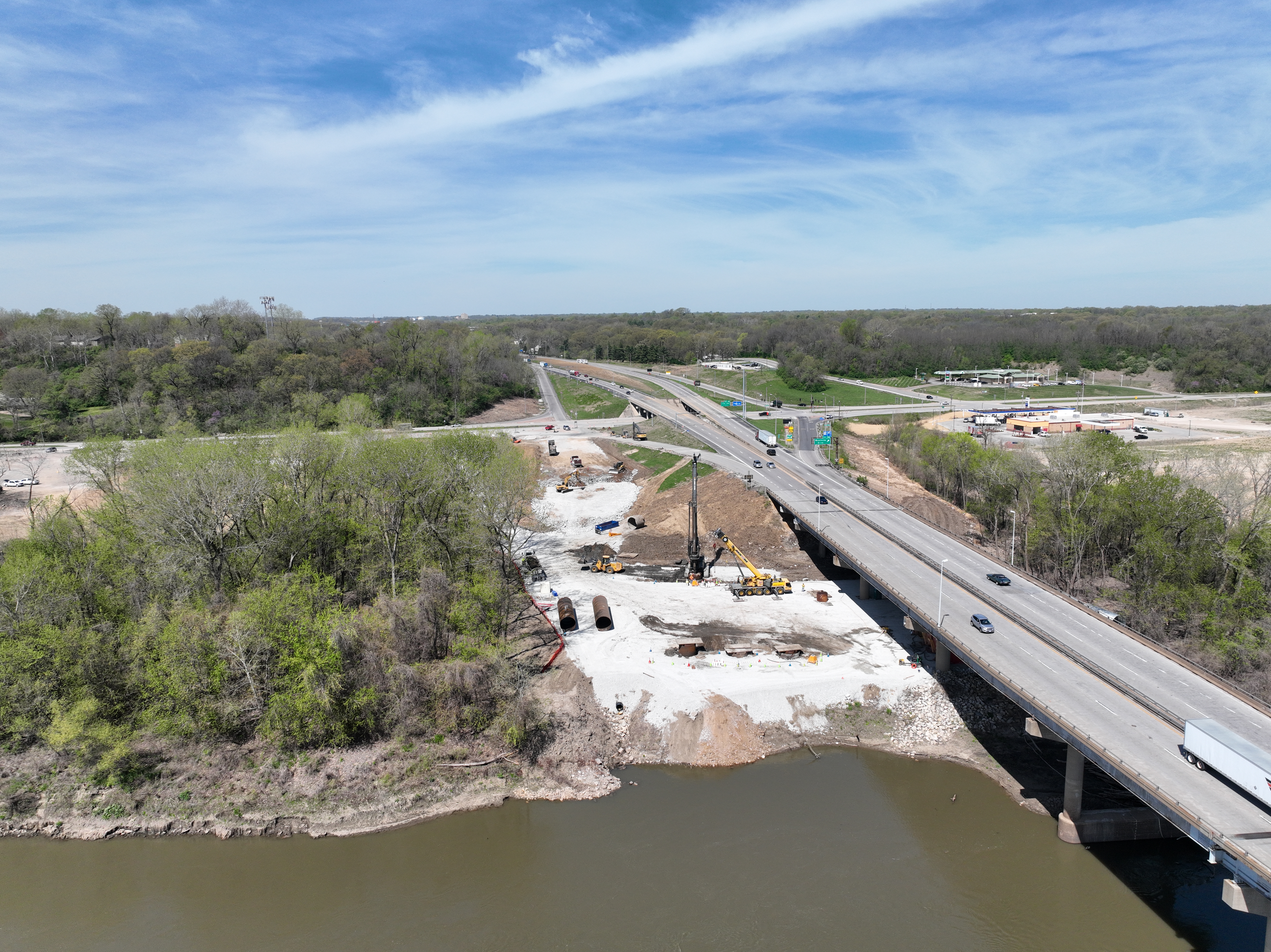 Aerial of the opposite side of the river.